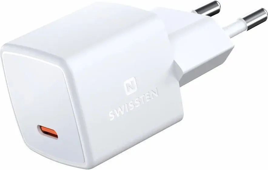 Karikues Mini Swissten, USB-C, PD, GaN, 33W, i bardhë - 1