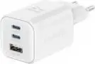 Karikues SWISSTEN, GaN 2x USB-C, 65W PD + 1x USB-A 18W, QC, i bardhë