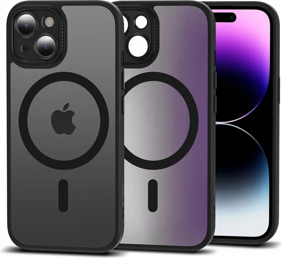 Mbështjellës Tech-Protect MagMat Cam+ për iPhone 15, MagSafe, Gjysem-transparent, Zi - 1
