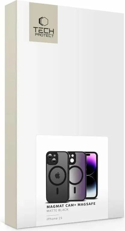 Mbështjellës Tech-Protect MagMat Cam+ për iPhone 15, MagSafe, Gjysem-transparent, Zi - 2