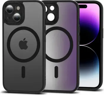 Mbështjellës Tech-Protect MagMat Cam+ për iPhone 15, MagSafe, Gjysem-transparent, Zi