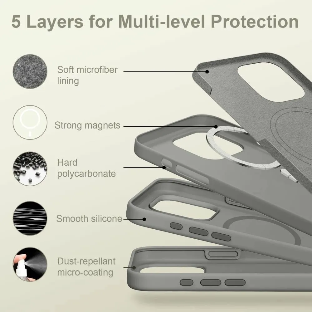 Mbështjellës Tech-Protect Silicone MagSafe për iPhone 16 Pro Max, Gri - 4
