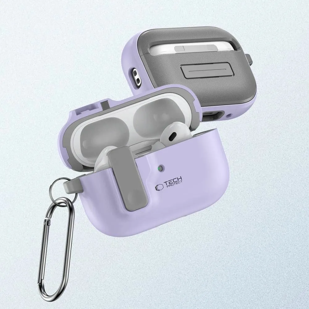 Mbështjellës Tech-Protect Slim Hook për AirPods Pro/Pro 2, me karabiner, Violet - 3