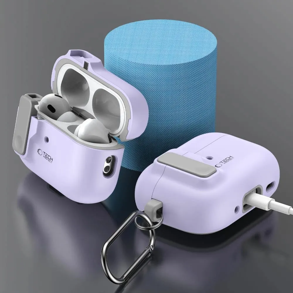Mbështjellës Tech-Protect Slim Hook për AirPods Pro/Pro 2, me karabiner, Violet - 7