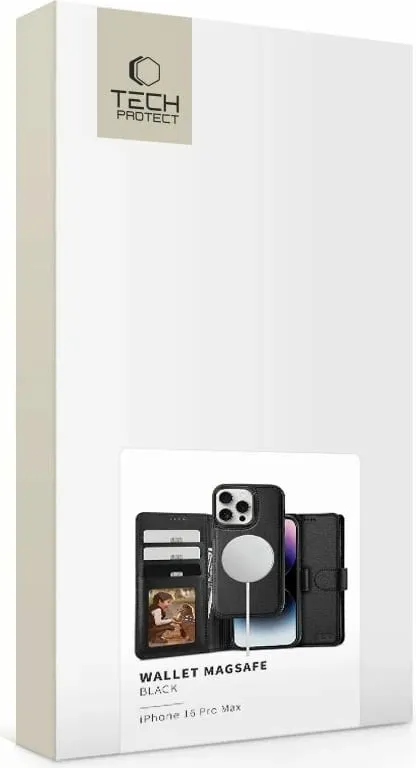 Mbështjellës Tech-Protect Wallet MagSafe për iPhone 16 Pro Max, i zi - 7