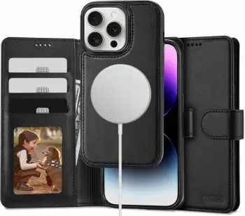 Mbështjellës Tech-Protect Wallet MagSafe për iPhone 16 Pro Max, i zi