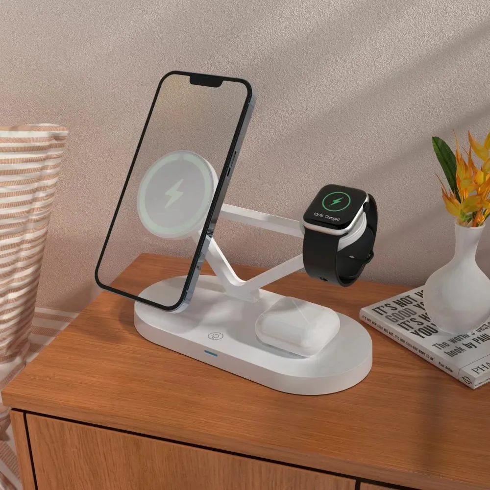 Karikues wireless 3-në-1 Tech-Protect QI15W-A41 me MagSafe, i bardhë - 5