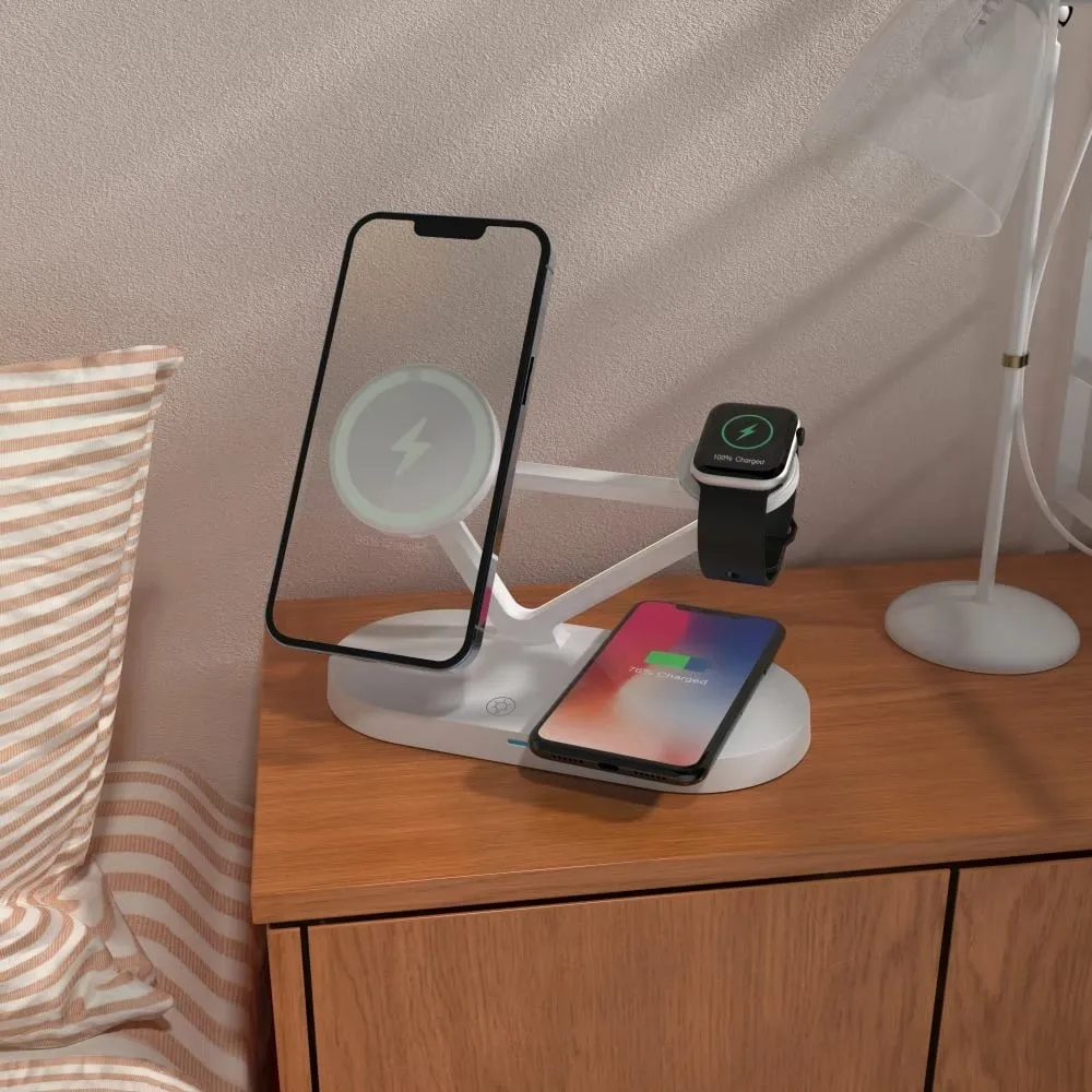 Karikues wireless 3-në-1 Tech-Protect QI15W-A41 me MagSafe, i bardhë - 6