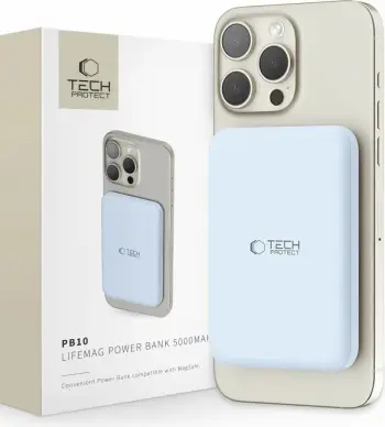 Powerbank Tech-Protect PB10 LifeMag, 5000mAh, MagSafe 15W, blu
