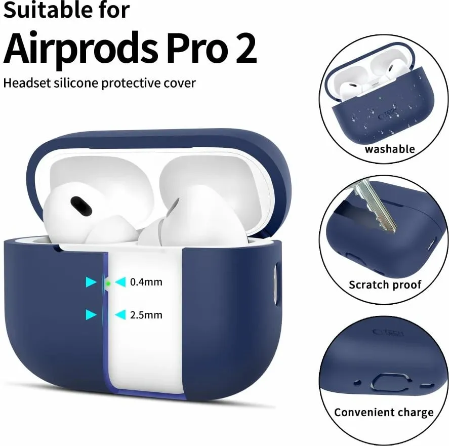 Mbështjellës Tech-Protect për AirPods Pro/Pro 2, Silikon, Kaltër - 2