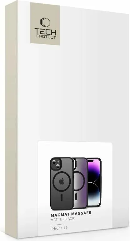Mbështjellës Tech-Protect MagMat MagSafe për iPhone 15, Gjysem-transparent, Zi - 6