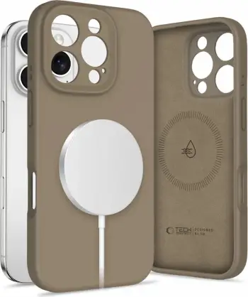 Mbështjellës Tech-Protect Liquid Silicone MagSafe për iPhone 16 Pro Max, Kafe