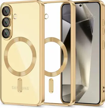 Mbështjellës Tech-Protect MagFlex për Samsung Galaxy S25, MagSafe, Transparent Gold