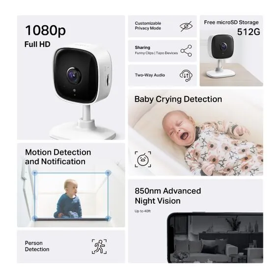 Kamerë E Brendshme Tp-Link Wificam Night Version Tapo C100 - 2
