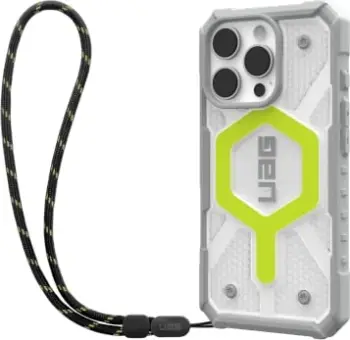 Kapak telefoni UAG Pathfinder MagSafe për iPhone 16 Pro, me lanyard, neon transparent