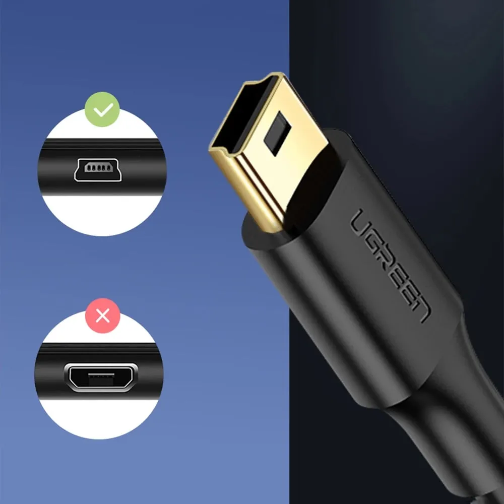 Kabllo USB-mini USB Ugreen US132, 0.5m, e zezë - 11