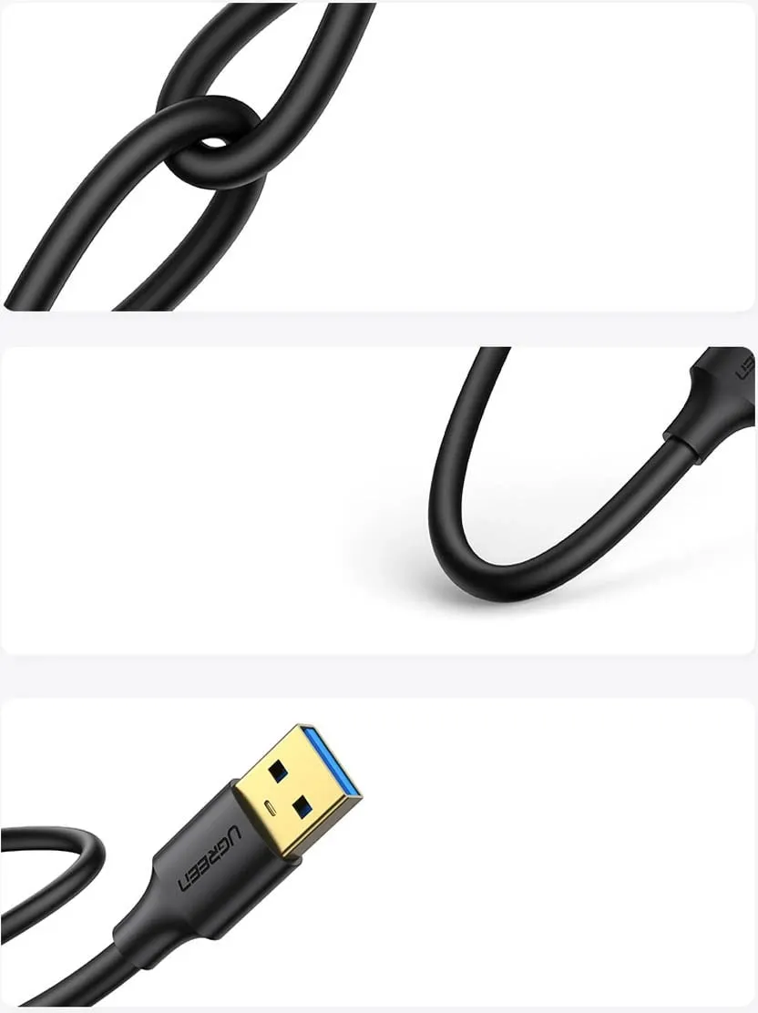 Kabllo Ugreen US128, USB-A 3.0 në USB-A 3.0, 0.5m, e zezë - 7