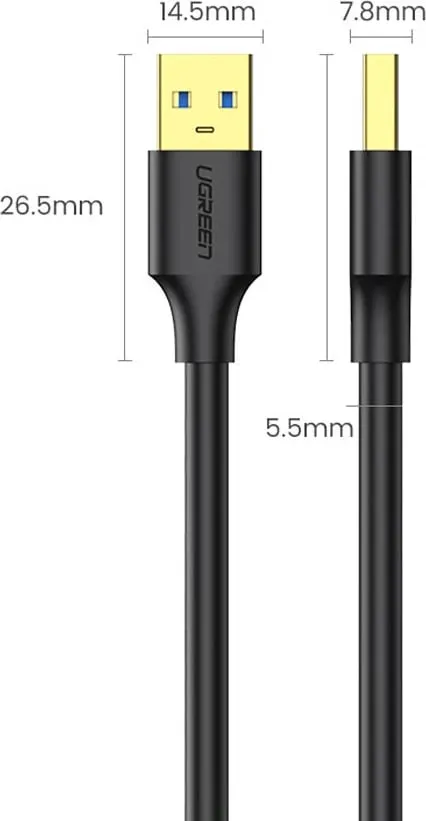 Kabllo Ugreen US128, USB-A 3.0 në USB-A 3.0, 0.5m, e zezë - 9