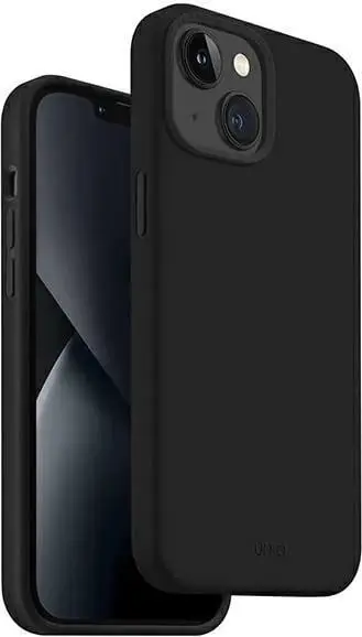 Mbështjellës UNIQ Lino për iPhone 14 Plus, silikon, i zi