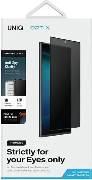 Xham mbrojtës Uniq Optix Privacy për Samsung Galaxy S24 Ultra S928, tempered glass, filtër privatësie, transparent