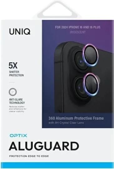 Mbrojtës lentash alumini UNIQ Optix me aplikator për iPhone 16 / iPhone 16 Plus, Iridescent - 2