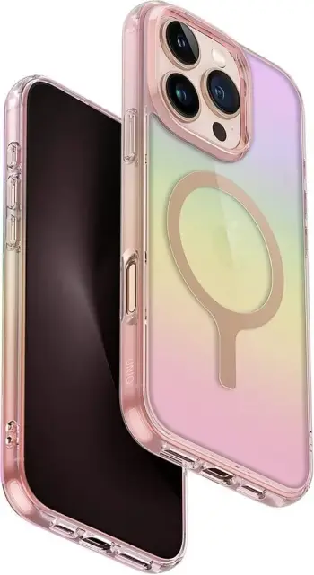 Mbështjellës UNIQ Iridescia Magclick Charging për iPhone 16 Pro, Rozë