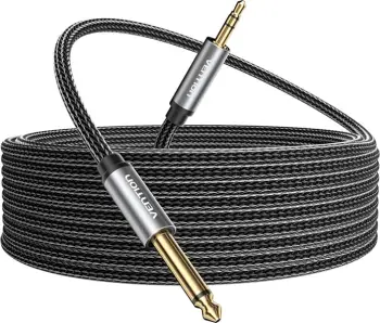 Kabllo audio Vention BCYHJ, mini jack 3.5mm në jack 6.35mm, 5m, e zezë