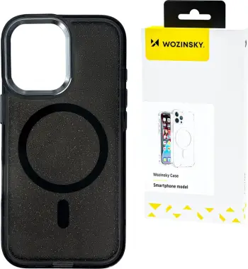 Mbështjellës Wozinsky Glitter Case me MagSafe për Samsung Galaxy S24 FE, i zi me shkëlqim