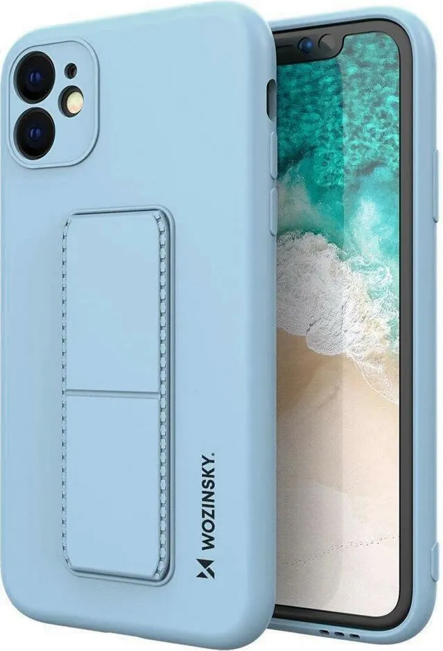 Mbështjellës silikoni Wozinsky Kickstand Case për iPhone 12 Pro, kaltër e çelët - 1