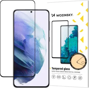 Xham i temperuar Wozinsky Full Glue për Samsung Galaxy S23, me kornizë të zezë