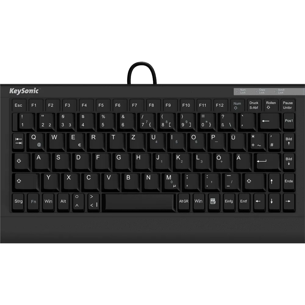 Keysonic ACK-595C+ Mini SoftSkin PS/2-USB, e zezë, US - 1