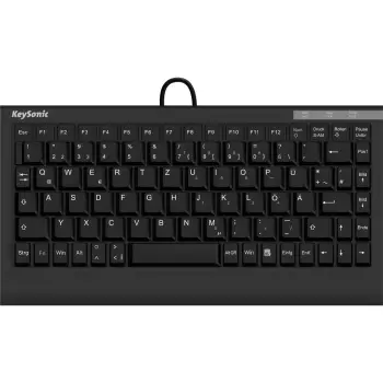 Keysonic ACK-595C+ Mini SoftSkin PS/2-USB, e zezë, US