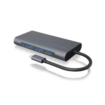 Docking Station Icy Box / USB-C në 3xUSB 3.0 / UDB-C / HDMI / VGA / LAN / SD / Kufje / microSD / 1000 Mbit/s / 5 Gbit/s / 4K UltraHD / 60Hz / Hiri