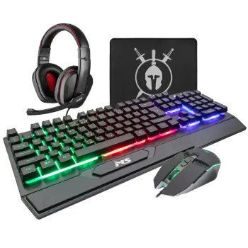 Set Gaming MS Elite C500 4n1 me Tastierë / RGB / 1.5m / 7D + Maus / 800-1600-2400-3200 DPI / 7 ngjyra / 1.5m + Kufje / 20Hz-25KHz / Sensitivity 105dB ± 3dB / 1.5m + MausPad / 300x250mm / 3mm / Anti-slip / E zezë