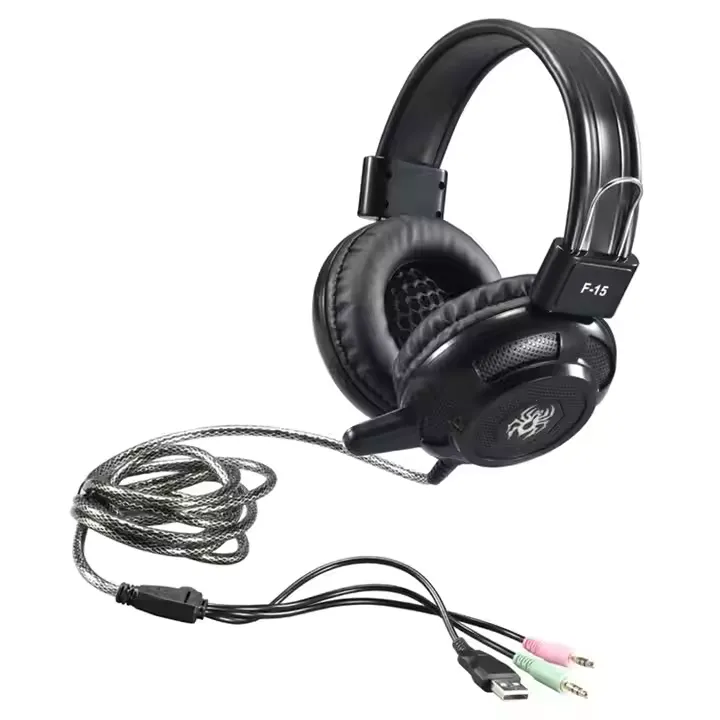 Kufje Gaming YORO Stereo F15 / USB / LED / Over-Ear / E zezë - 1