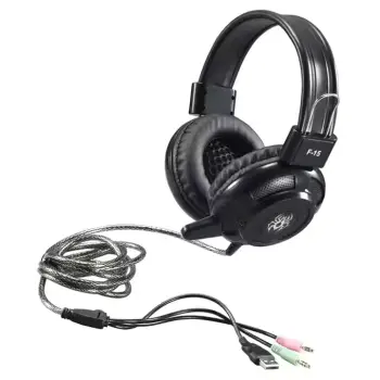Kufje Gaming YORO Stereo F15 / USB / LED / Over-Ear / E zezë