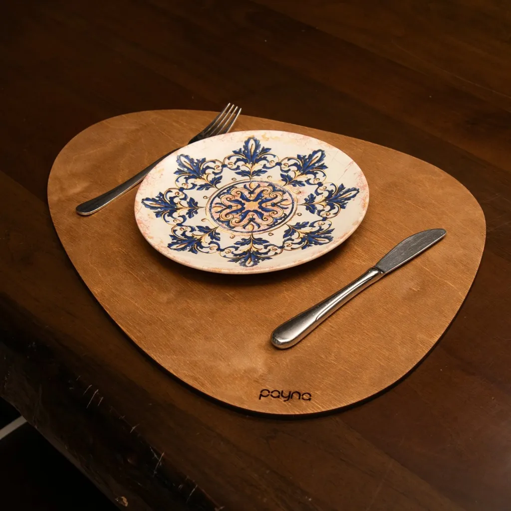 Set nënshtruesish tavoline prej druri, 6 copë, Hermia, dardhë - arrë - 2