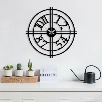 Orë muri dekorative prej metali, Wallity, 49x49cm, e zezë