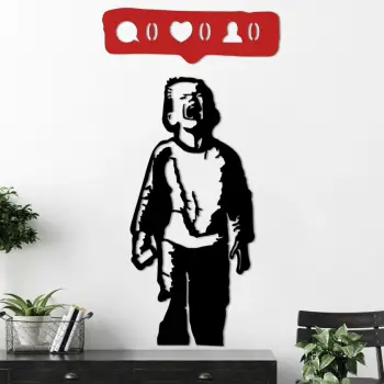 Aksesor dekorativ metalik për mur, Wallity, Banksy Metal 05
