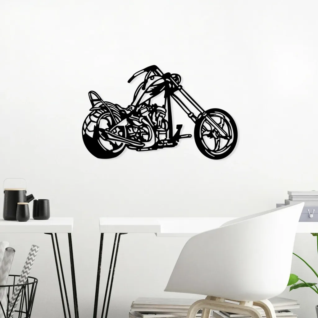 Aksesor dekorativ muri prej metali, motor, Wallity, ngjyrë e zezë - 1