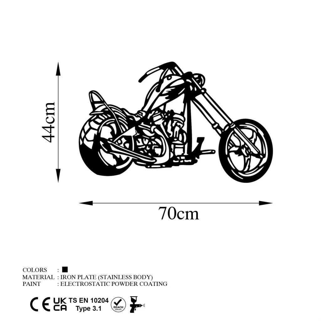 Aksesor dekorativ muri prej metali, motor, Wallity, ngjyrë e zezë - 5