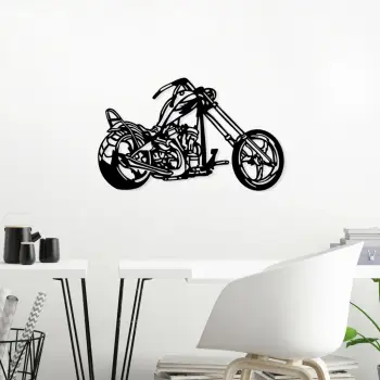 Aksesor dekorativ muri prej metali, motor, Wallity, ngjyrë e zezë