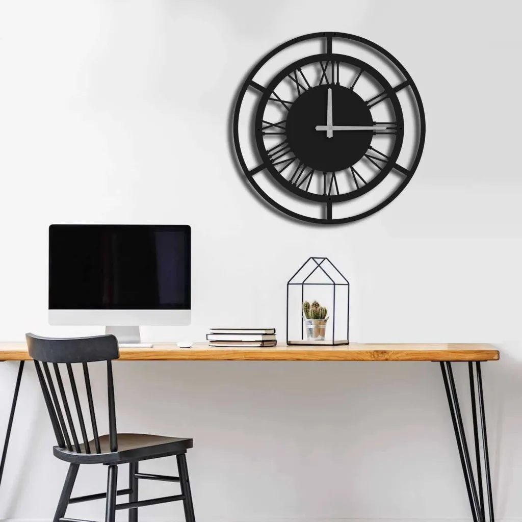 Orë muri dekorative prej metali, Wallity, MTS - 005, e zezë, 49x49cm - 1