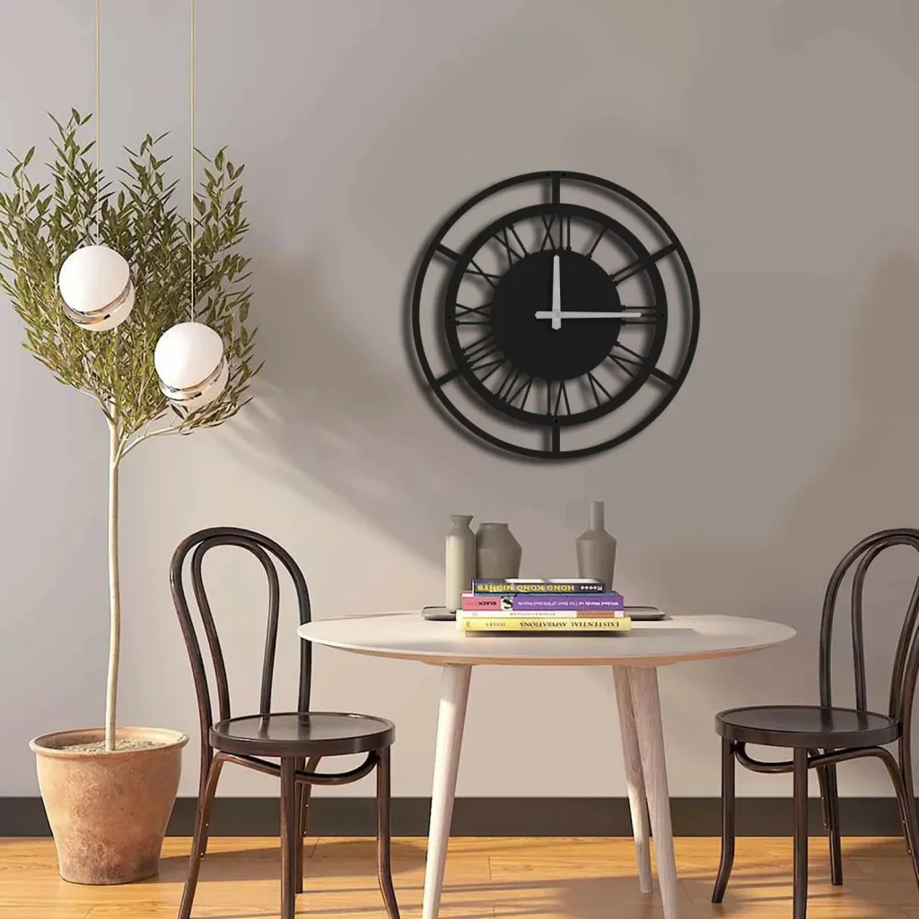 Orë muri dekorative prej metali, Wallity, MTS - 005, e zezë, 49x49cm - 2