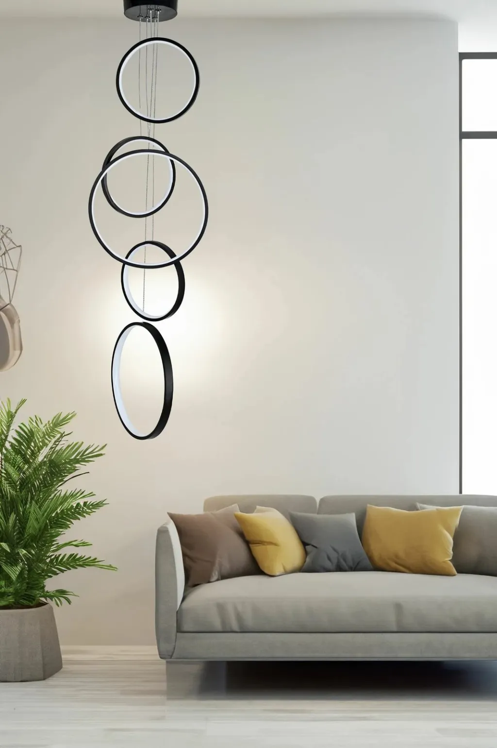 Llambë varëse moderne, trup i zi, dritë e verdhë, Opviq - 2