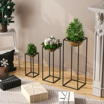 Set vazo dekorative Aberto Design, GED-019-A, metal, e zezë dhe ari