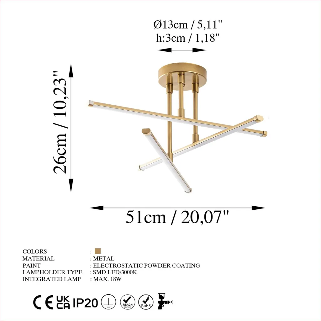 Llambadar Opviq, Ledflower-13650, ngjyrë ari - 8