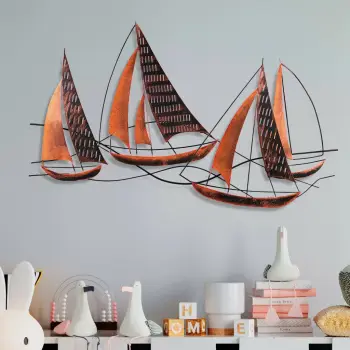 Aksesor dekorativ metalik për mur, Wallity Barbaros 3, shumëngjyrësh, 125x74x4cm