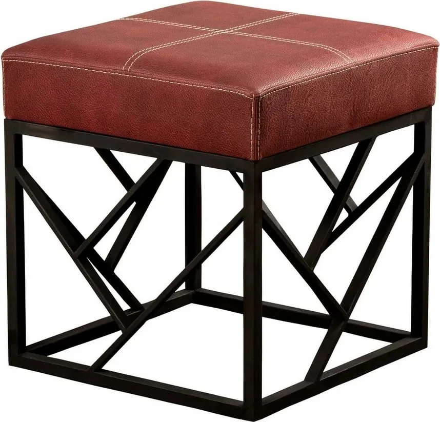 Puf Atelier del Sofa, lëkurë artificiale, ngjyrë e kuqe Claret - 2