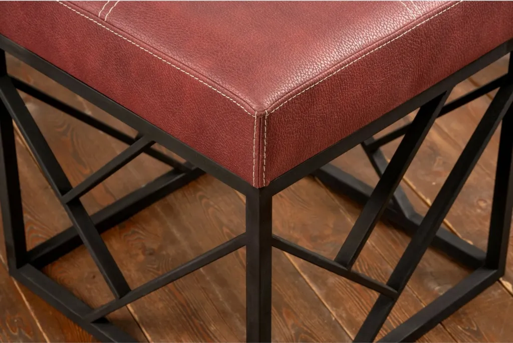 Puf Atelier del Sofa, lëkurë artificiale, ngjyrë e kuqe Claret - 3